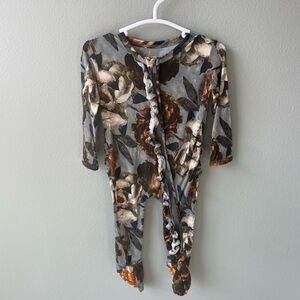 Posh Peanut Bamboo Paige Peony Floral Zippy Footie with Ruffle Butt